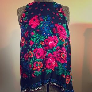 Zara floral sleeveless blouse